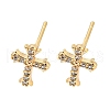 Brass with Micro Pave Cubic Zirconia Stud Earrings EJEW-L211-013G-1