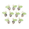 10Pcs Natural Dalmatian Jasper Flower Charms PALLOY-JF03765-04-1