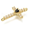 Brass Pave Black & Clear Cubic Zirconia Connector Charms KK-M101-02A-G02-2