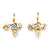 Brass Micro Pave Clear Cubic Zirconia Pendants KK-N271-10G-1