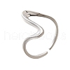 Rhodium Plated 925 Sterling Silver Wave Cuff Rings RJEW-D300-02P-2