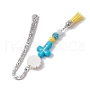 Silicone & Acrylic Cross Flower Tassel Bookmarks AJEW-JK00321-4