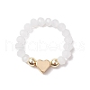 Glass & Brass Beaded Stretch Rings for Women RJEW-JR00858-3