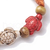 Beach Turtle Dyed Synthetic Turquoise Stretch Bracelets BJEW-JB10297-02-4