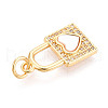 Brass Micro Pave Clear Cubic Zirconia Pendants KK-N268-17G-2