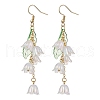 Flower Acrylic with 304 Stainless Steel Dangle Earrings EJEW-JE06142-1