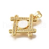Brass Micro Pave Cubic Zirconia Shell Pendants KK-D328-18G-2
