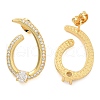 Rack Plating Brass Micro Pave Clear Cubic Zirconia Stud Earrings for Women EJEW-C125-21B-G-4