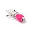 Teardrop Shape Angel with ABS Plastic Imitation Pearl Pendants PALLOY-JF03686-4