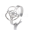 Non-Tarnish Heart with Sailor's Knot 304 Stainless Steel Open Cuff Ring for Women RJEW-E073-01P-1