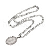 Oval with Virgin Pattern 304 Stainless Steel Pendant Necklaces for Men Women NJEW-K283-22P-2