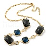 Faceted Rectangle Glass Beads Bib Necklaces NJEW-R263-11G-1