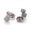 304 Stainless Steel Kitten Stud Earrings EJEW-F227-11P-2