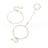 2Pcs 2 Styles Handmade Brass Curb Chains with Faceted Glass Links Bracelet & Finger Ring Bracelet Set BJEW-JB11772-2