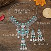 Flat Round Tassel Alloy & Synthetic Turquoise Pendant Necklaces & Dangle Earrings Sets FS-WG5CFCA-02-3