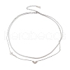 201 Stainless Steel Love Heart Pendant Double Layer Necklaces for Women NJEW-D307-03P-2