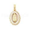 Brass Pave Natural White Shell Pendants KK-S522-07B-G-1