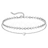 Summer Beach 201 Stainless Steel Sequin Link Chain Heart Link Double Layer Anklets for Women FS-WG8E132-07-1