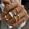 10Pcs Alloy Oval Chain Finger Rings WG2E3D2-06-1