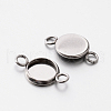 Flat Round 304 Stainless Steel Cabochon Connector Settings STAS-E079-01-1