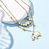 304 Stainless Steel Pave Natural White Shell Elephant Pendant Double Layer Necklaces NJEW-R026-06G-1