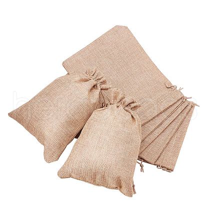 Burlap Packing Pouches Drawstring Bags ABAG-BC0001-04-1