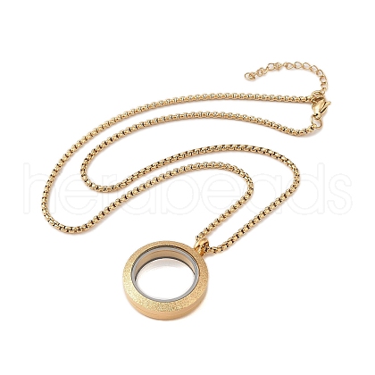 PVD Vacuum Plating 304 Stainless Steel Ring Pendant Necklaces NJEW-N055-22A-G-1