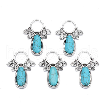 Synthetic Turquoise Cabochon Settings for Enamel PALLOY-N157-029-1