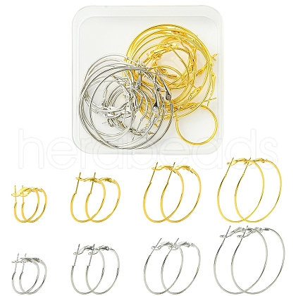 24Pcs 8 Styles Iron Huggie Hoop Earring Findings IFIN-YW0003-61-1