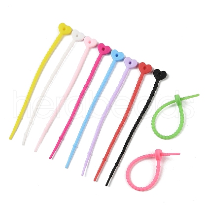 Heart Shape Silicone Cable Zip Ties AJEW-C034-02-1
