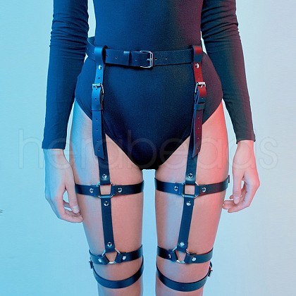 Adjustable Alloy & PU Leather Waist Leg Chains for Women FS-WG282E8-02-1