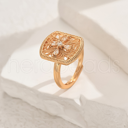Brass Micro Pave Cubic Zirconia Adjustable Finger Rings for Women VV2649-2-1