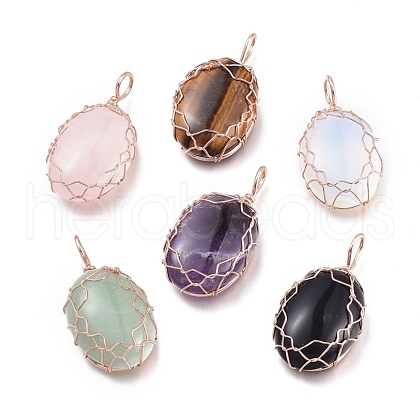Mixed Gemstones Pendants G-K305-B-RG-1