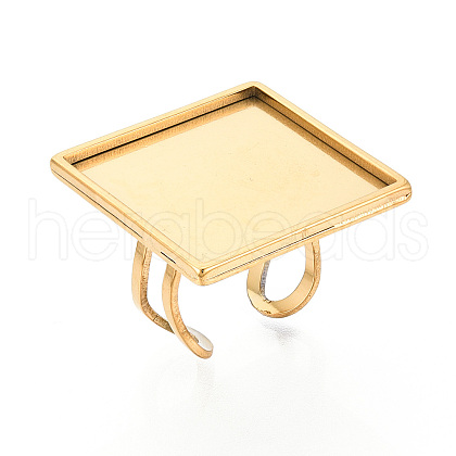 304 Stainless Steel Open Cuff Ring Components STAS-S080-041I-G-1
