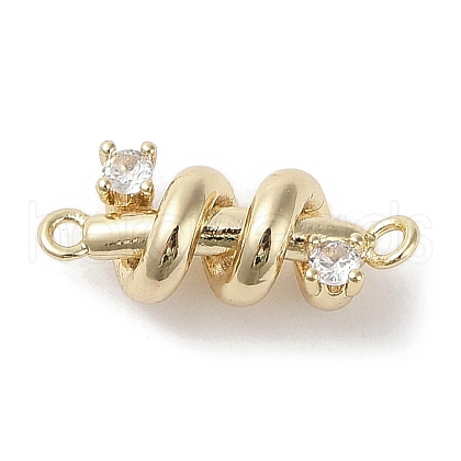 Brass Pave Clear Cubic Zirconia Connector Charms KK-G491-45G-1