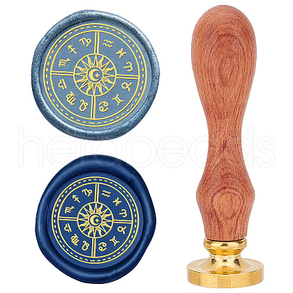 Brass Wax Seal Stamps with Wood Handle AJEW-WH0412-0113-1