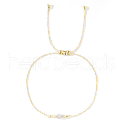 Simple Casual Brass & Natural Quartz Crystal Beads Braided Bracelets LM1536-1-1