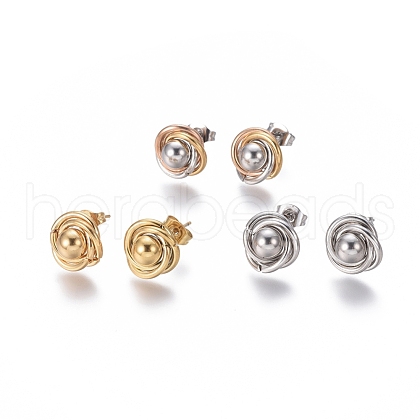 304 Stainless Steel Stud Earrings EJEW-L241-01B-1
