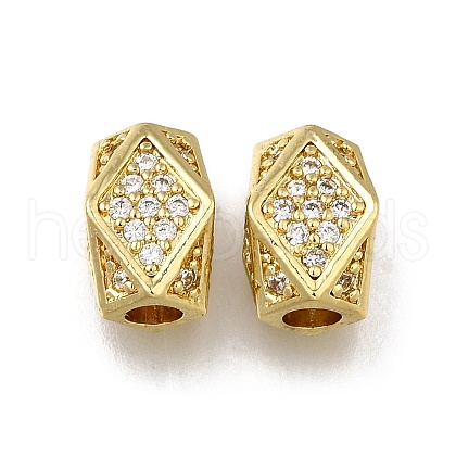 Brass Micro Pave Clear Cubic Zirconia European Beads ZIRC-I070-045G-1