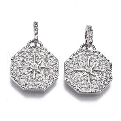 Brass Micro Pave Cubic Zirconia Pendants ZIRC-T013-11P-NF-1