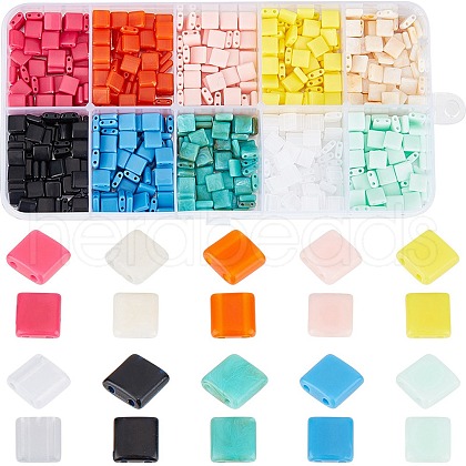SUNNYCLUE 800Pcs 10 Colors Opaque Acrylic Slide Charms OACR-SC0001-36A-1