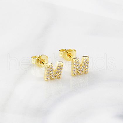 Brass Clear Cubic Zirconia Stud Earrings WGC2A80-13-1