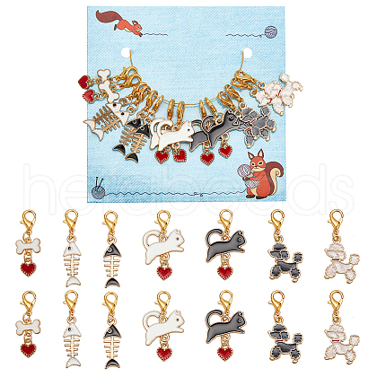 Dog & Cat Theme Locking Stitch Markers HJEW-AB00544-1