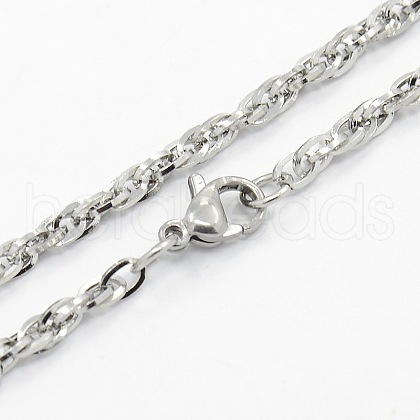 Men's 304 Stainless Steel Rope Chain Necklaces STAS-O037-80P-1