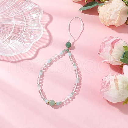 Natural Green Aventurine Mobile Straps HJEW-JM03413-03-1