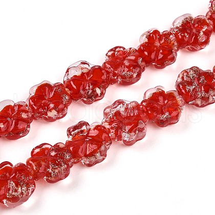 Luminous Handmade Gold Foil Glass Beads Strands FOIL-N029-01D-1