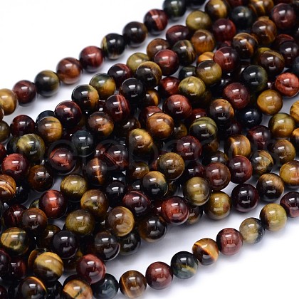 Round Natural Tiger Eye Beads Strands G-F222-17-8mm-1