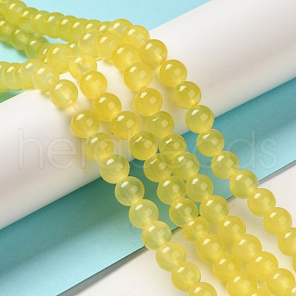 Baking Painted Imitation Jade Glass Round Bead Strands DGLA-Q021-8mm-24-1