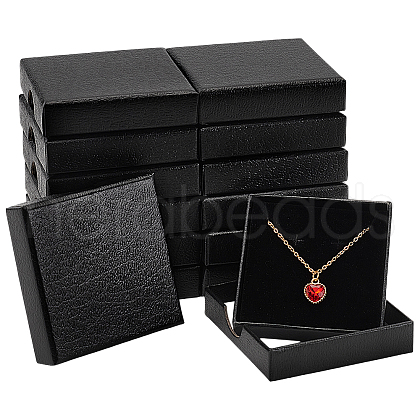 Lichee Textured Cardboard Jewelry Boxes CON-WH0089-100-1