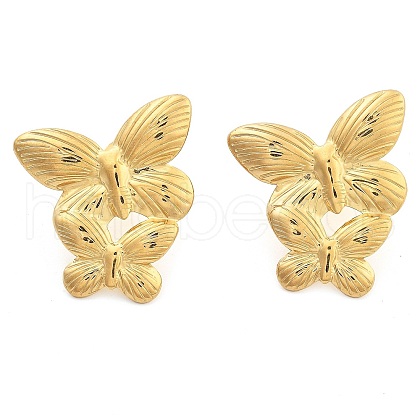 Ion Plating(IP) 304 Stainless Steel Butterfly Stud Earrings EJEW-G414-02G-02-1
